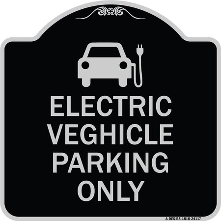 SIGNMISSION Electric Vehicle Parking W/ Graphic Heavy-Gauge Aluminum Sign, 18" x 18", BS-1818-24117 A-DES-BS-1818-24117